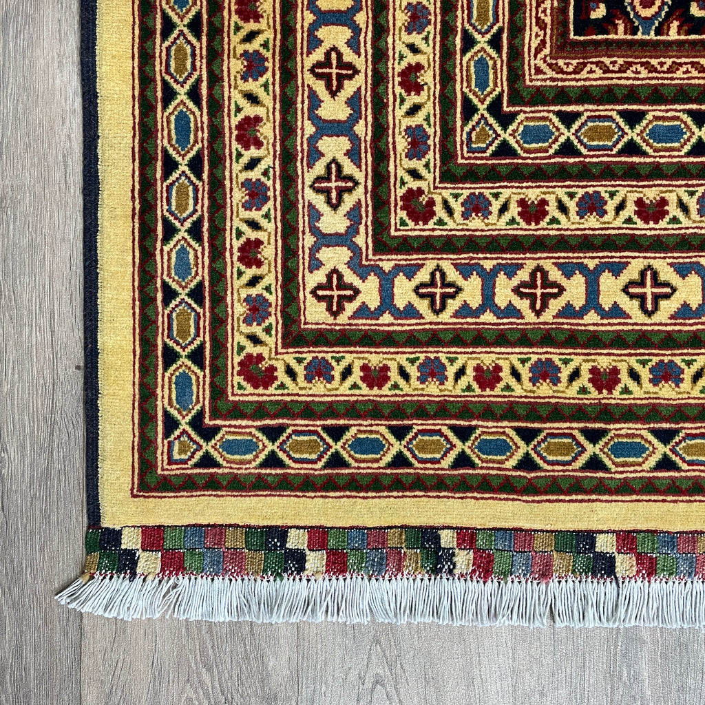 Afghan Ziegler Rug 'Tray of Flowers' (Merino Wool)