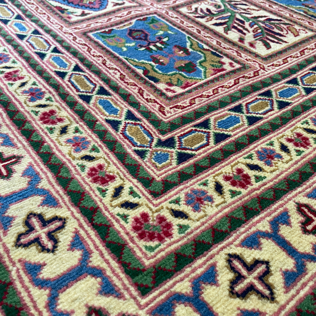 Afghan Ziegler Rug 'Tray of Flowers' (Merino Wool)