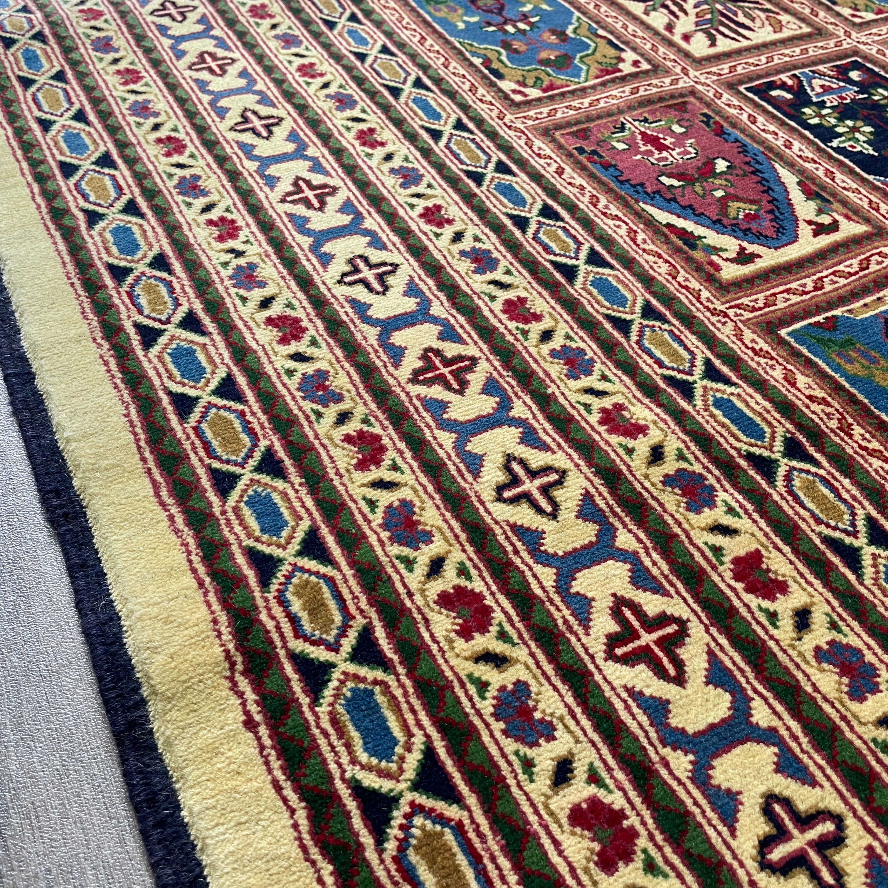 Afghan Ziegler Rug 'Tray of Flowers' (Merino Wool)