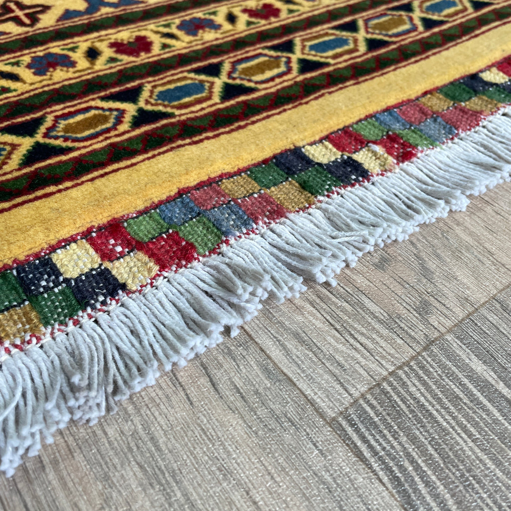 Afghan Ziegler Rug 'Tray of Flowers' (Merino Wool)