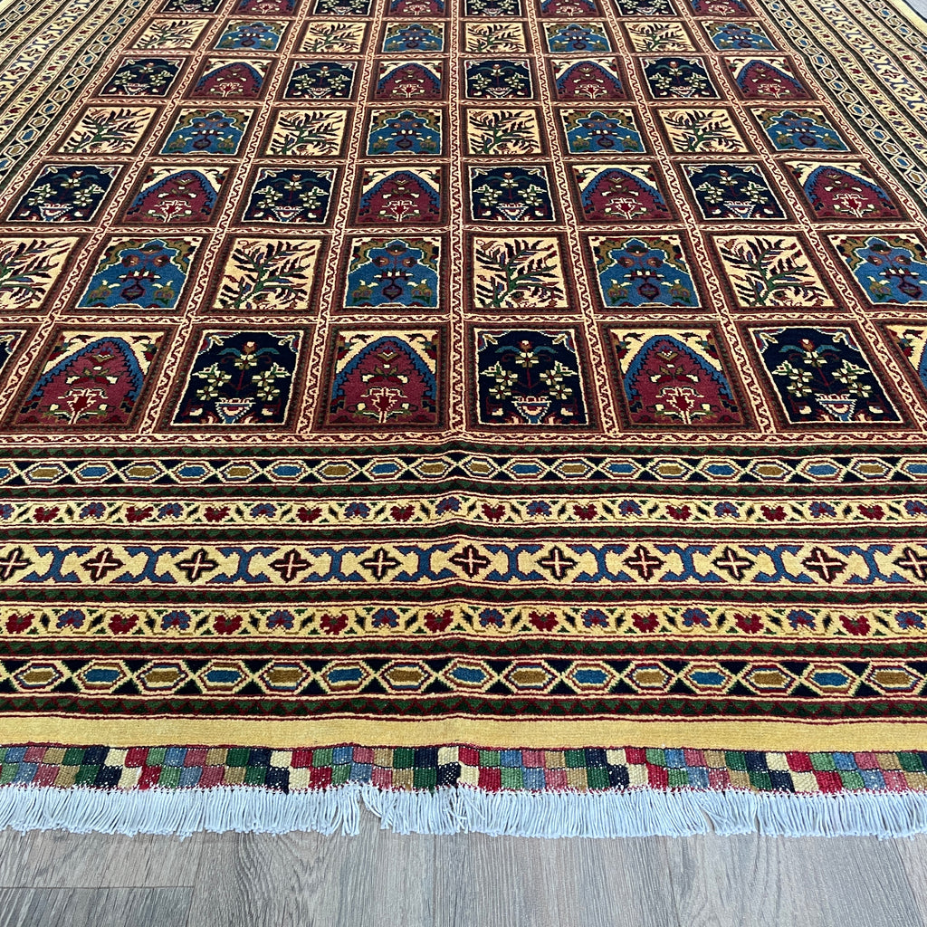 Afghan Ziegler Rug 'Tray of Flowers' (Merino Wool)