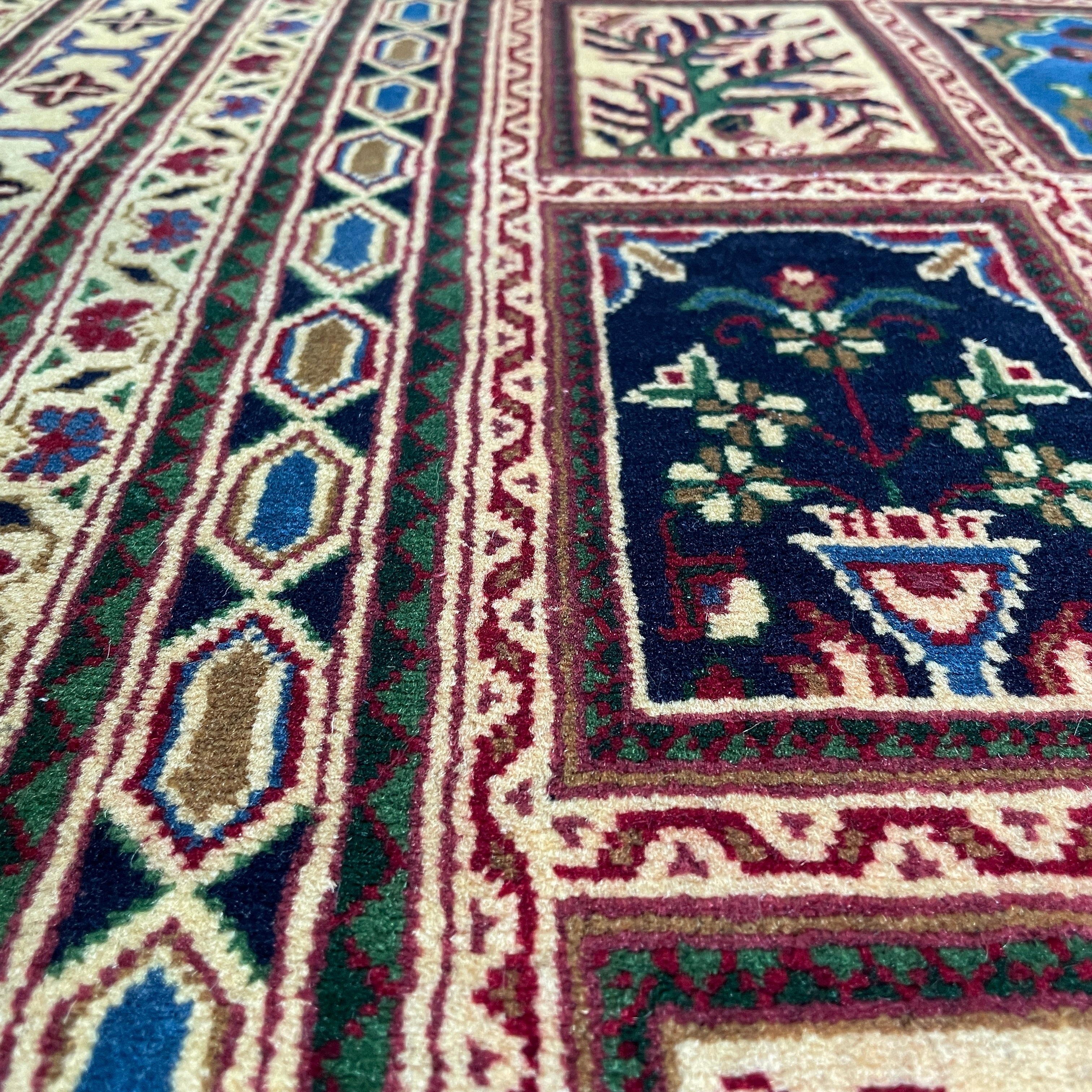 Afghan Ziegler Rug 'Tray of Flowers' (Merino Wool)