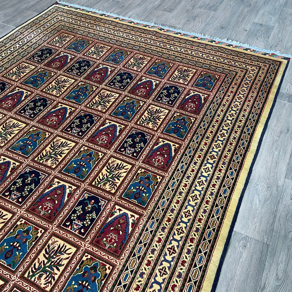 Afghan Ziegler Rug 'Tray of Flowers' (Merino Wool)