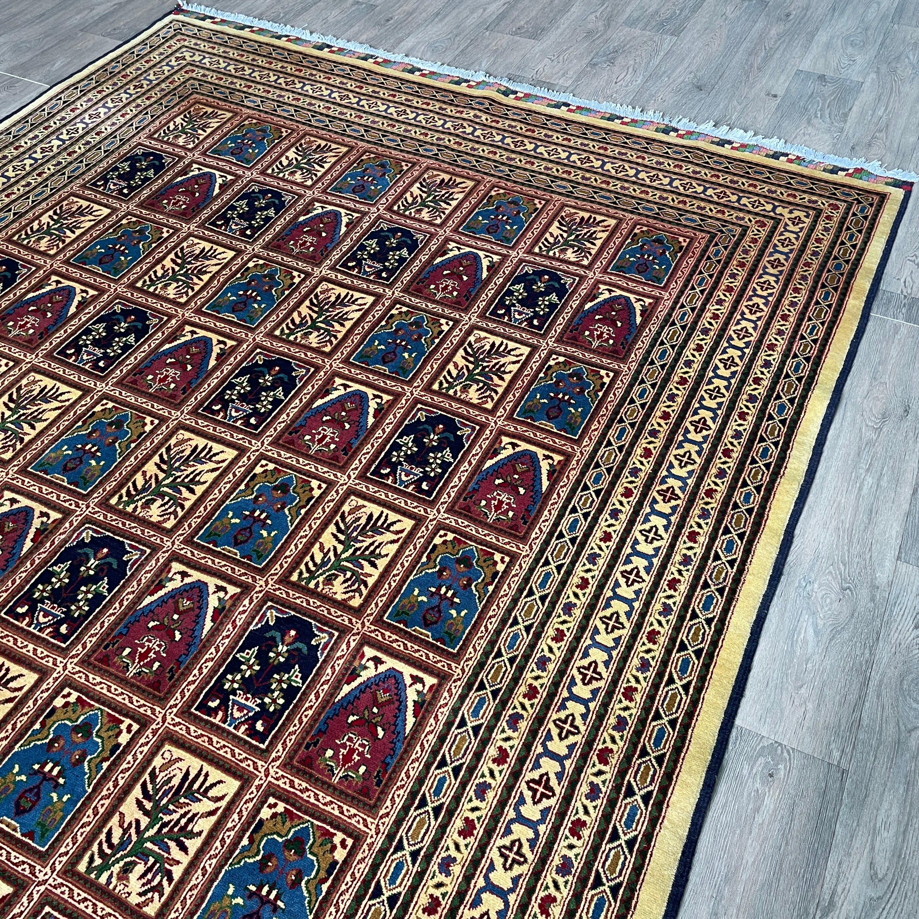 Afghan Ziegler Rug 'Tray of Flowers' (Merino Wool)