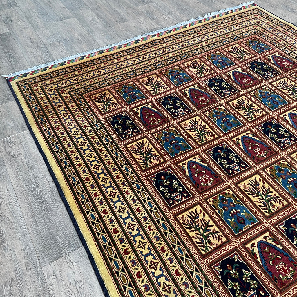 Afghan Ziegler Rug 'Tray of Flowers' (Merino Wool)