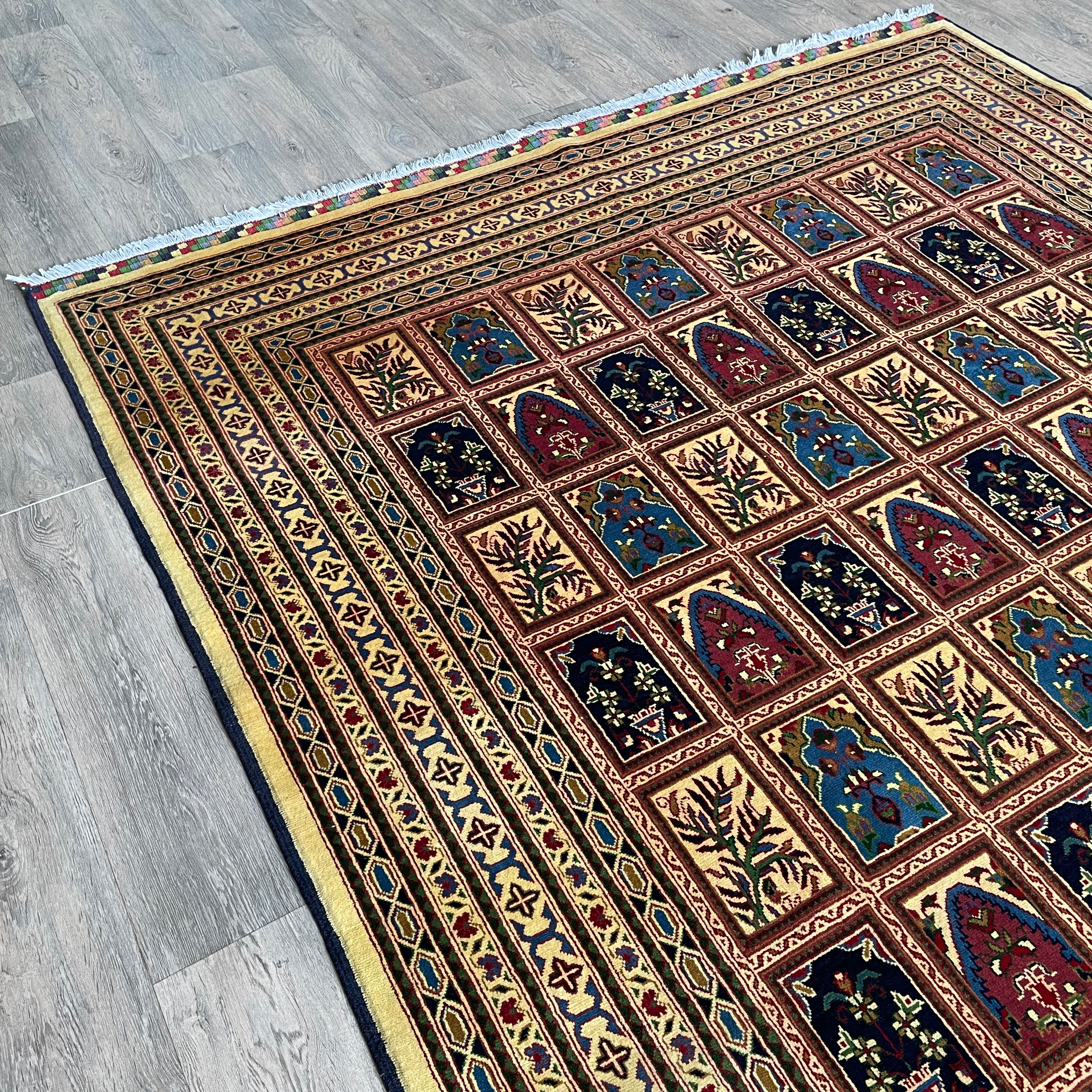Afghan Ziegler Rug 'Tray of Flowers' (Merino Wool)