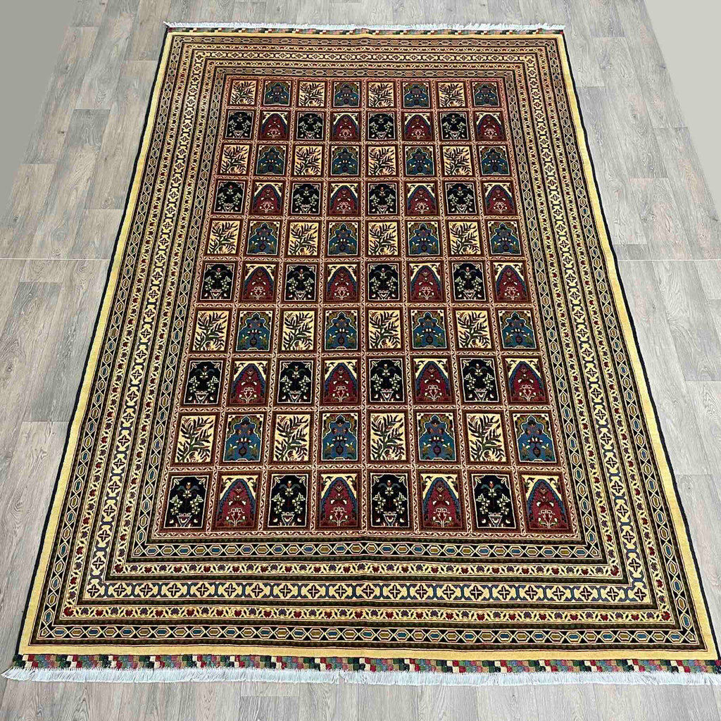 Afghan Ziegler Rug 'Tray of Flowers' (Merino Wool)