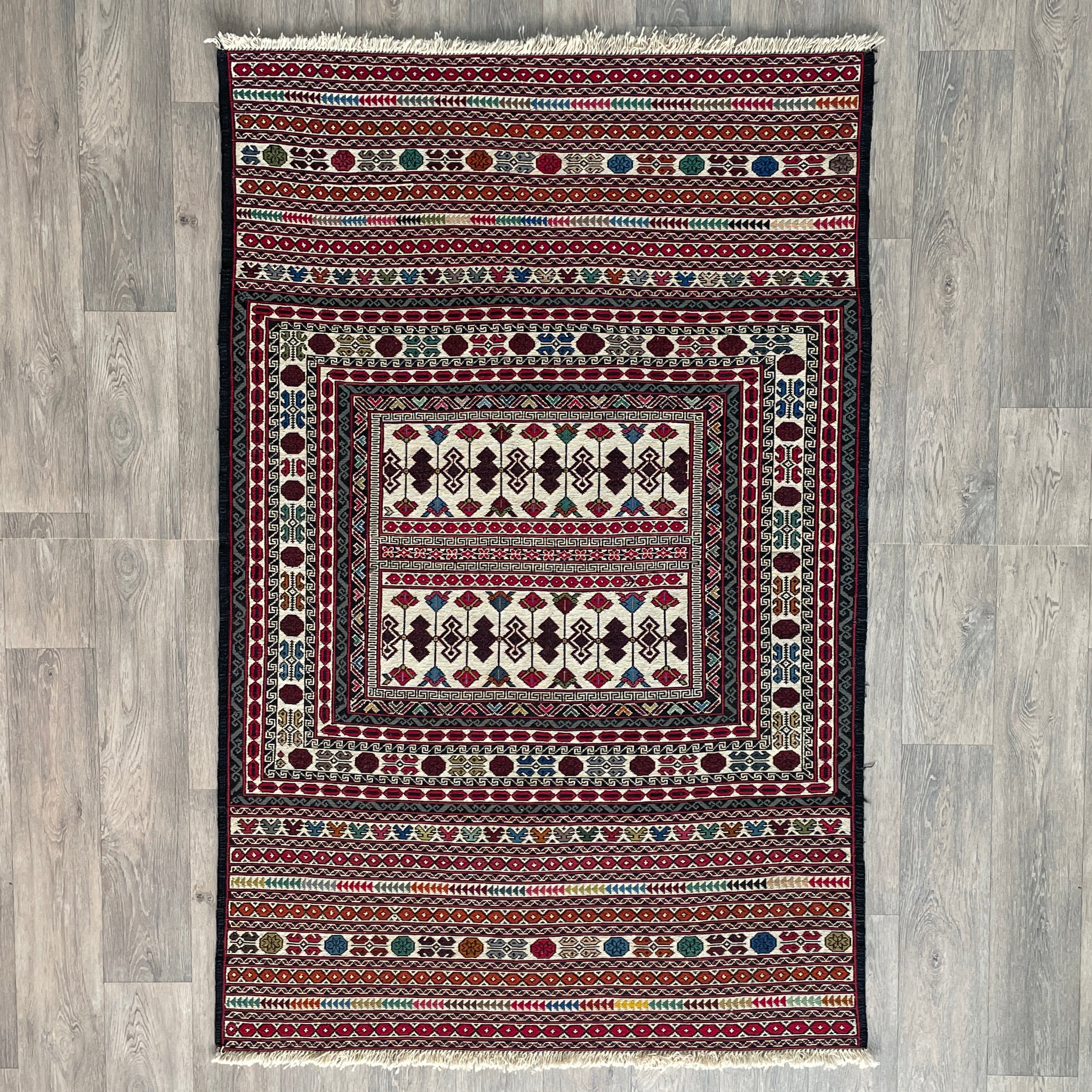 Afghan Fine Maliki Soumak Kilim Rug