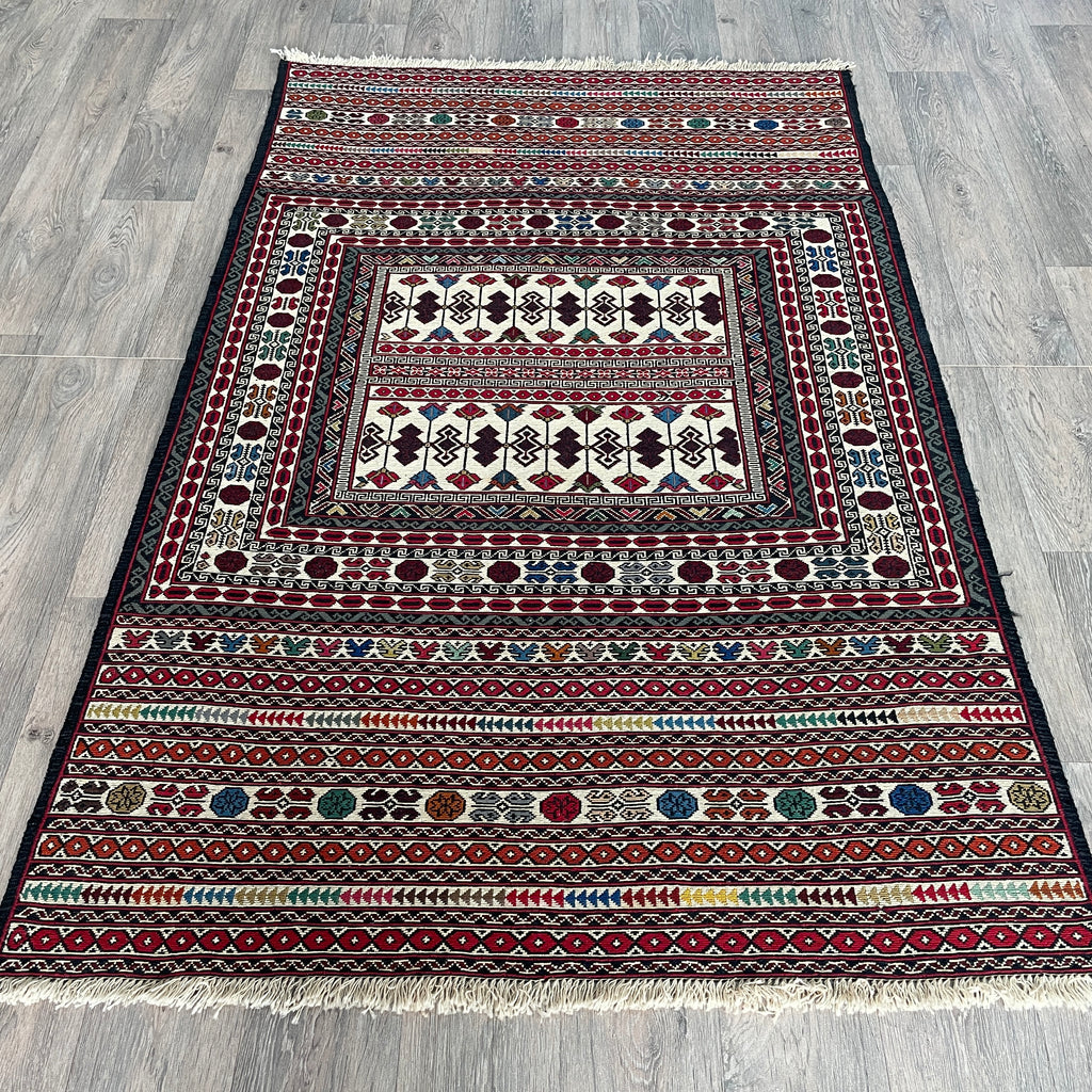 Afghan Fine Maliki Soumak Kilim Rug