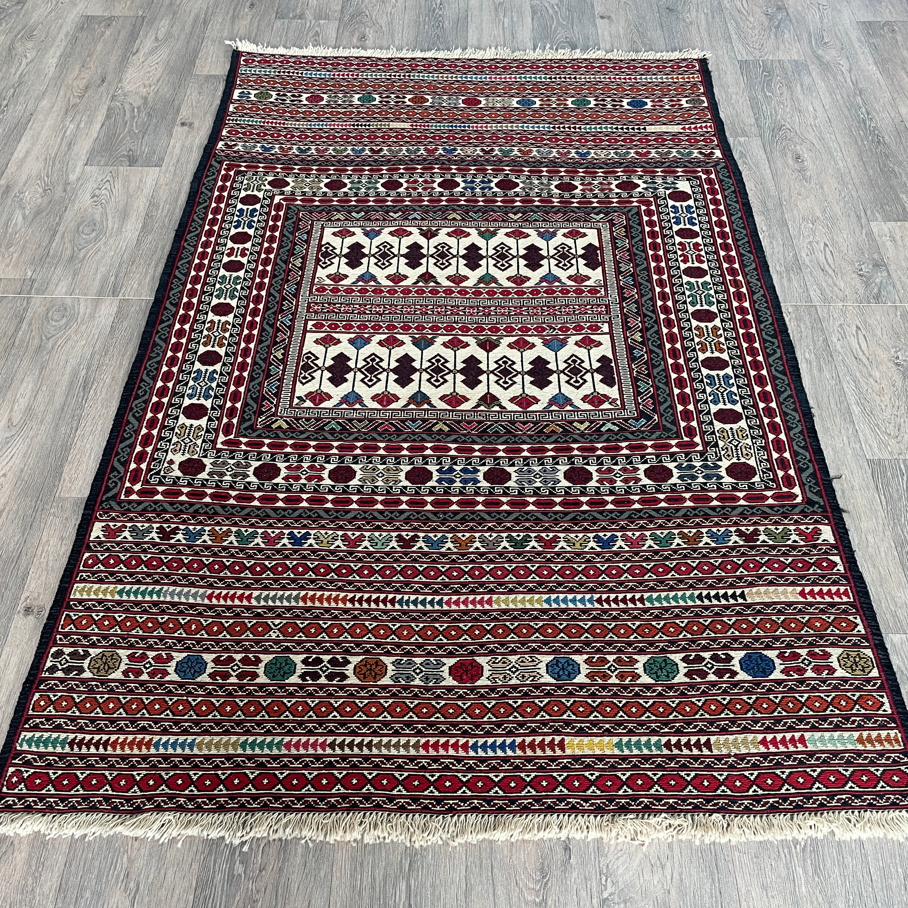 Afghan Fine Maliki Soumak Kilim Rug