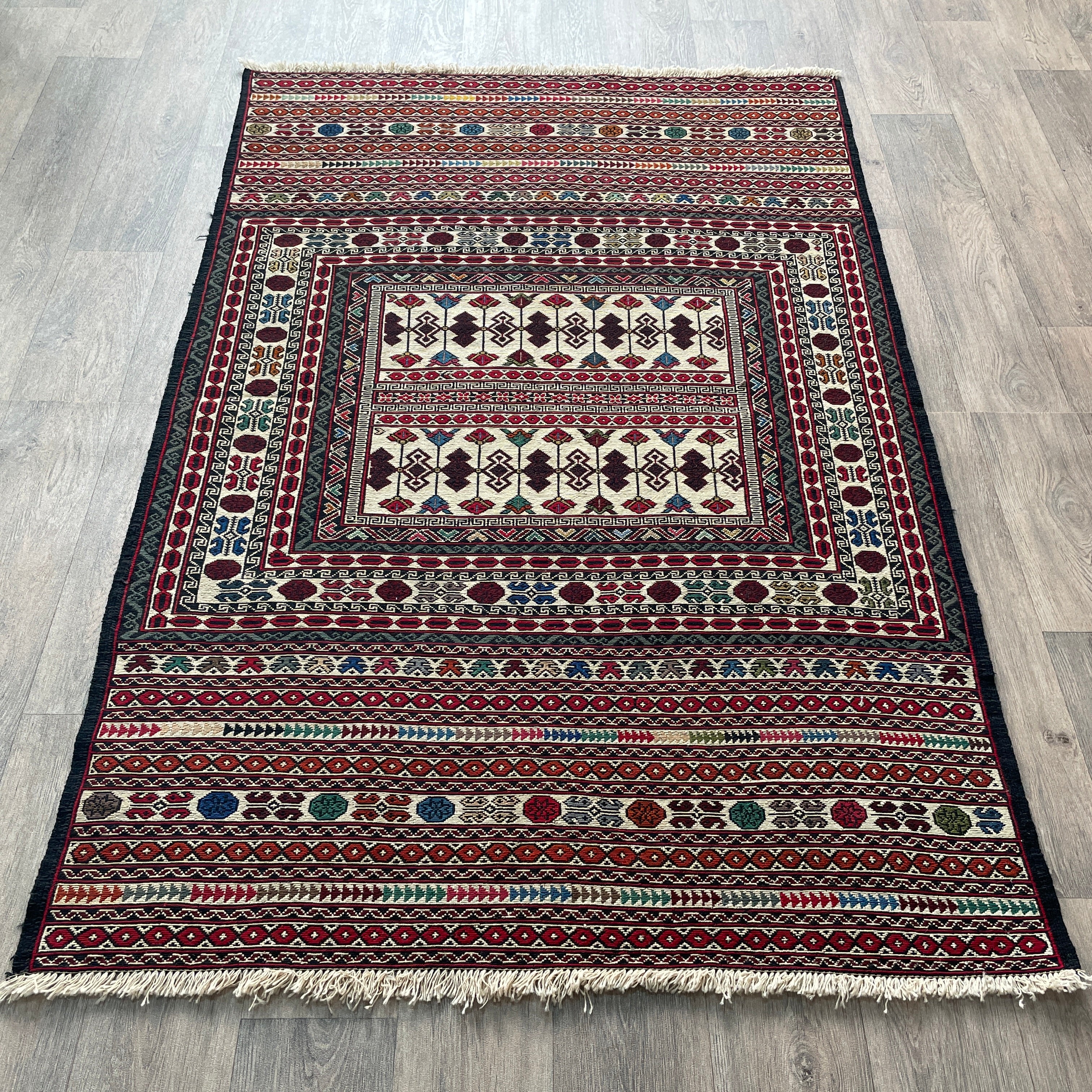 Afghan Fine Maliki Soumak Kilim Rug
