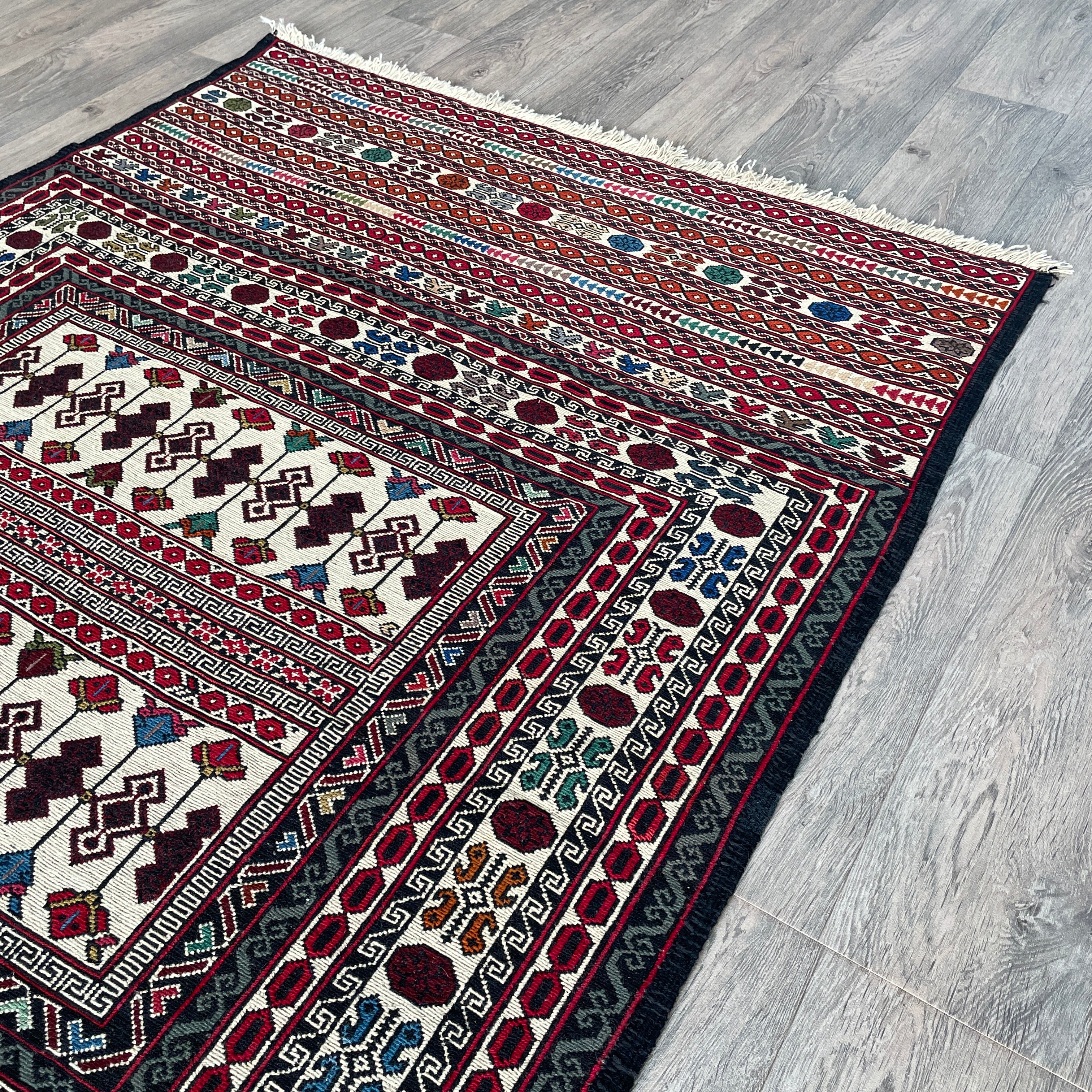 Afghan Fine Maliki Soumak Kilim Rug