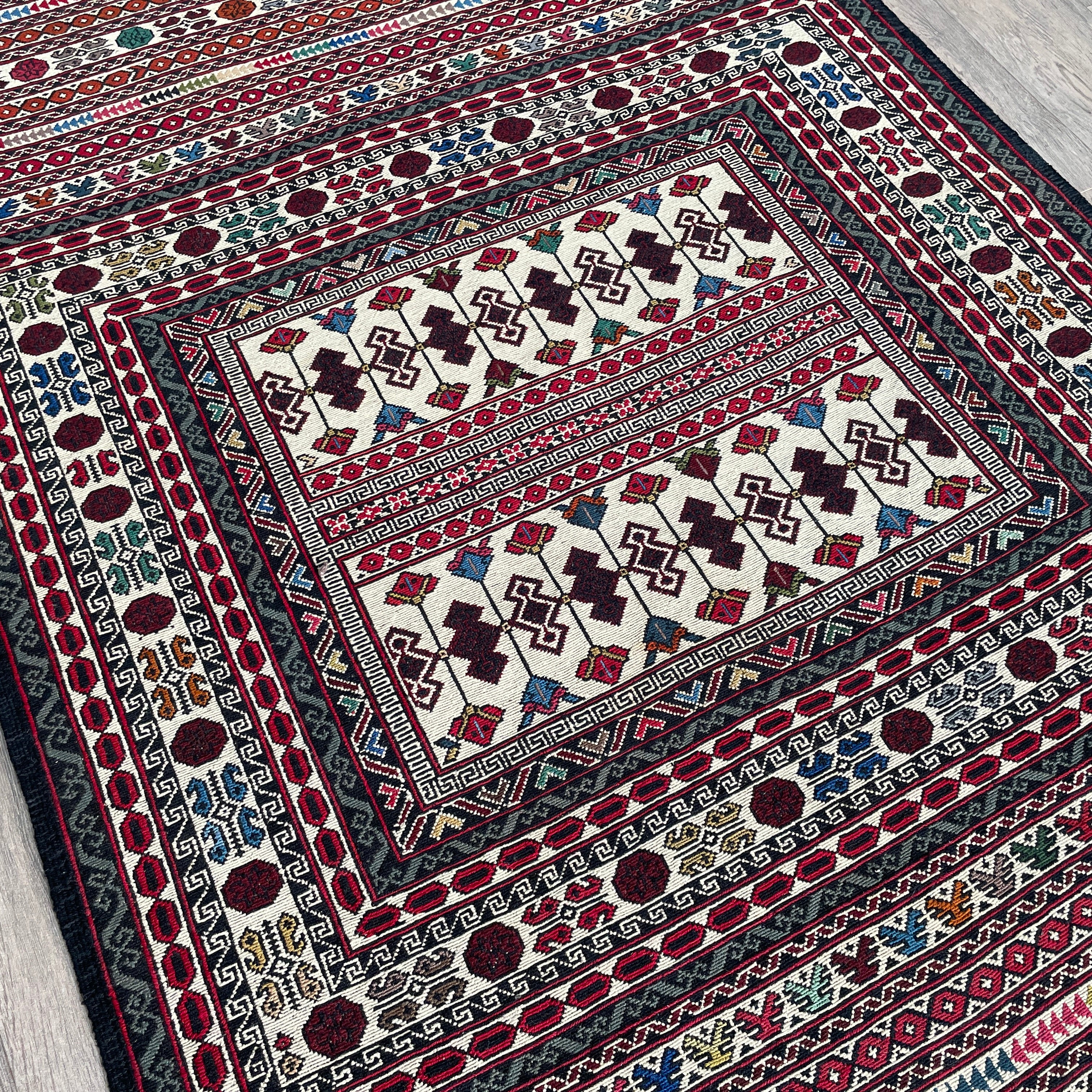 Afghan Fine Maliki Soumak Kilim Rug