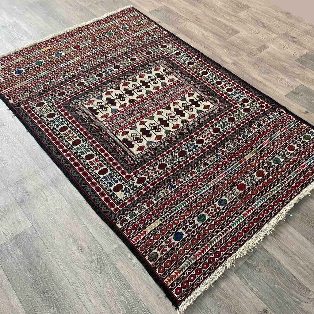 Afghan Fine Maliki Soumak Kilim Rug