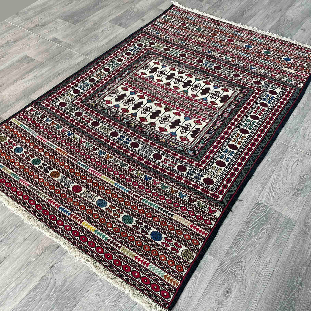Afghan Fine Maliki Soumak Kilim Rug