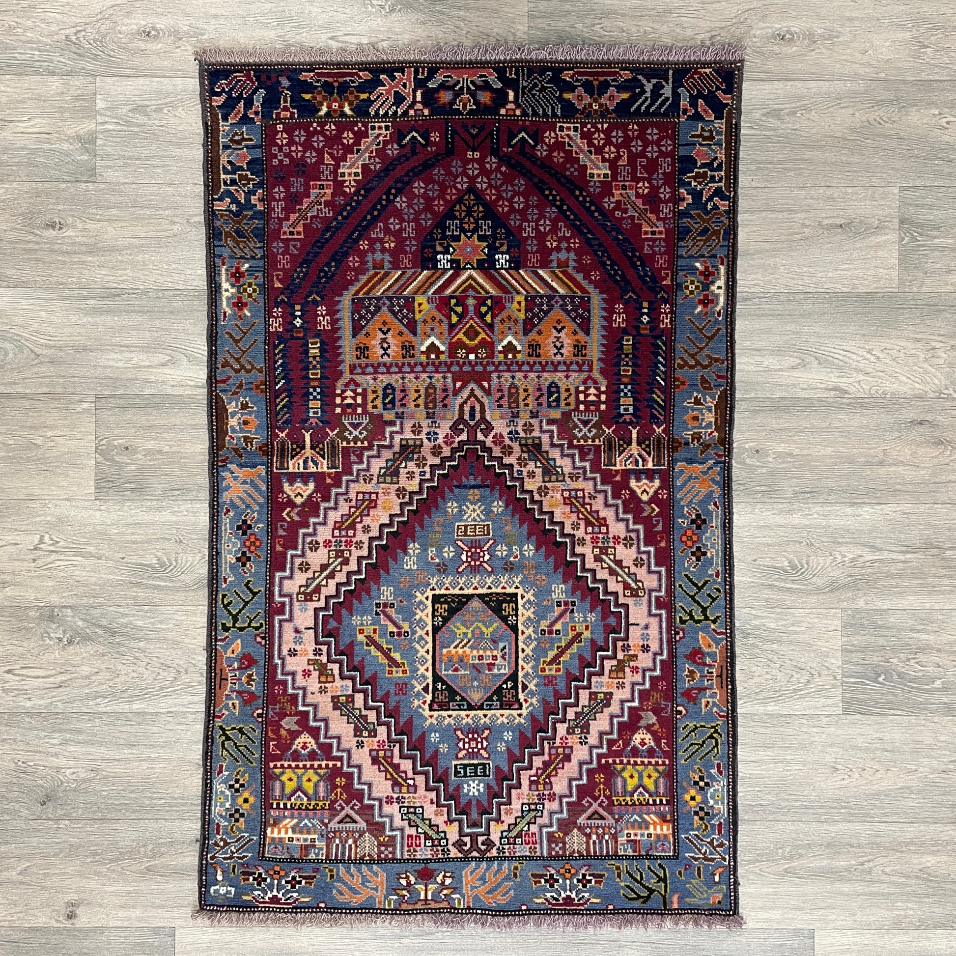 139 x 84 cm | Afghan Herati Baluch Rug (Old 1980)