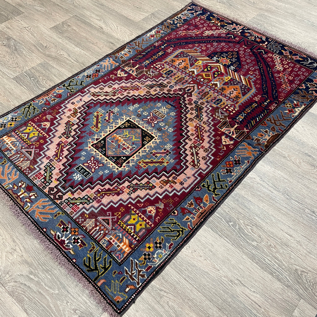 139 x 84 cm | Afghan Herati Baluch Rug (Old 1980)
