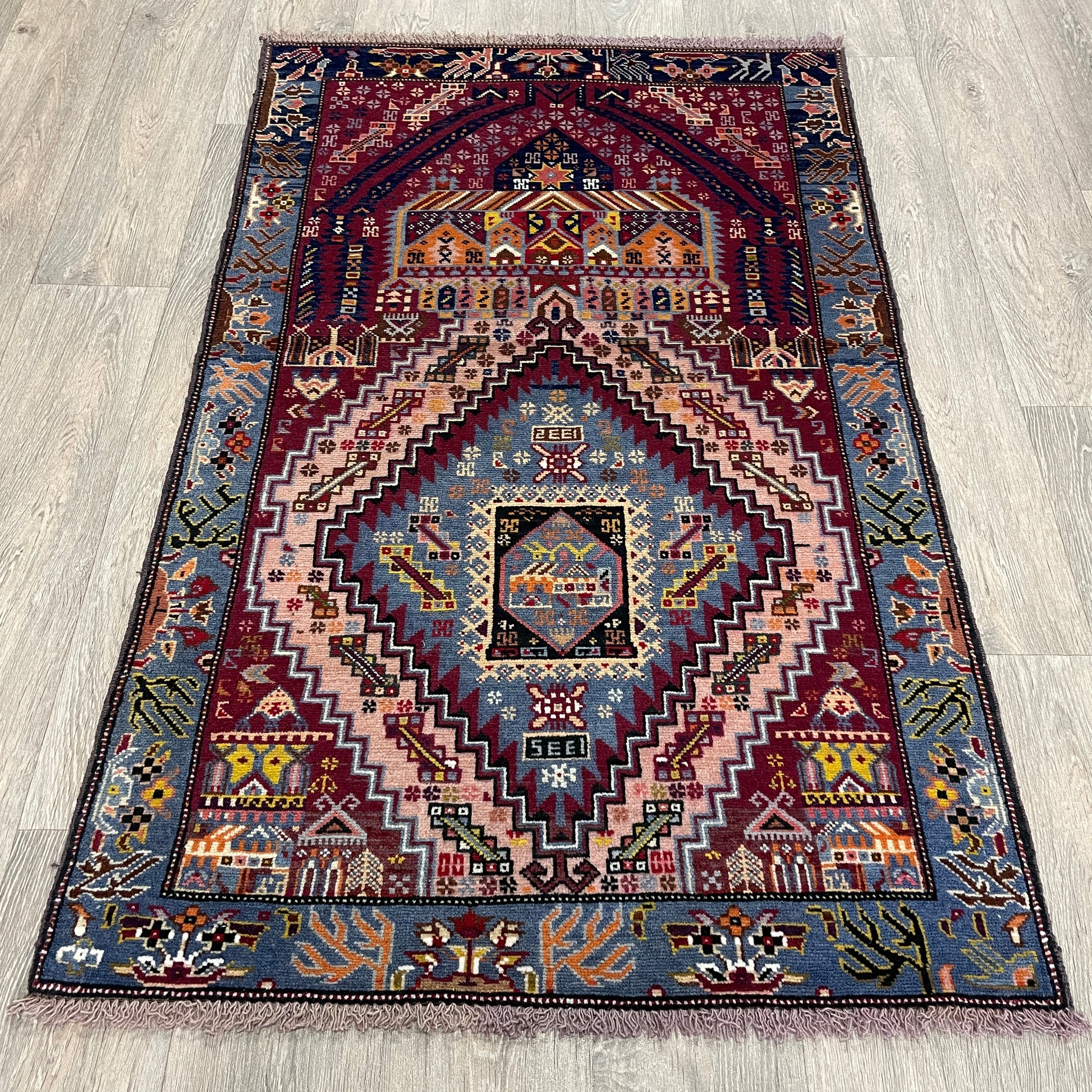 139 x 84 cm | Afghan Herati Baluch Rug (Old 1980)