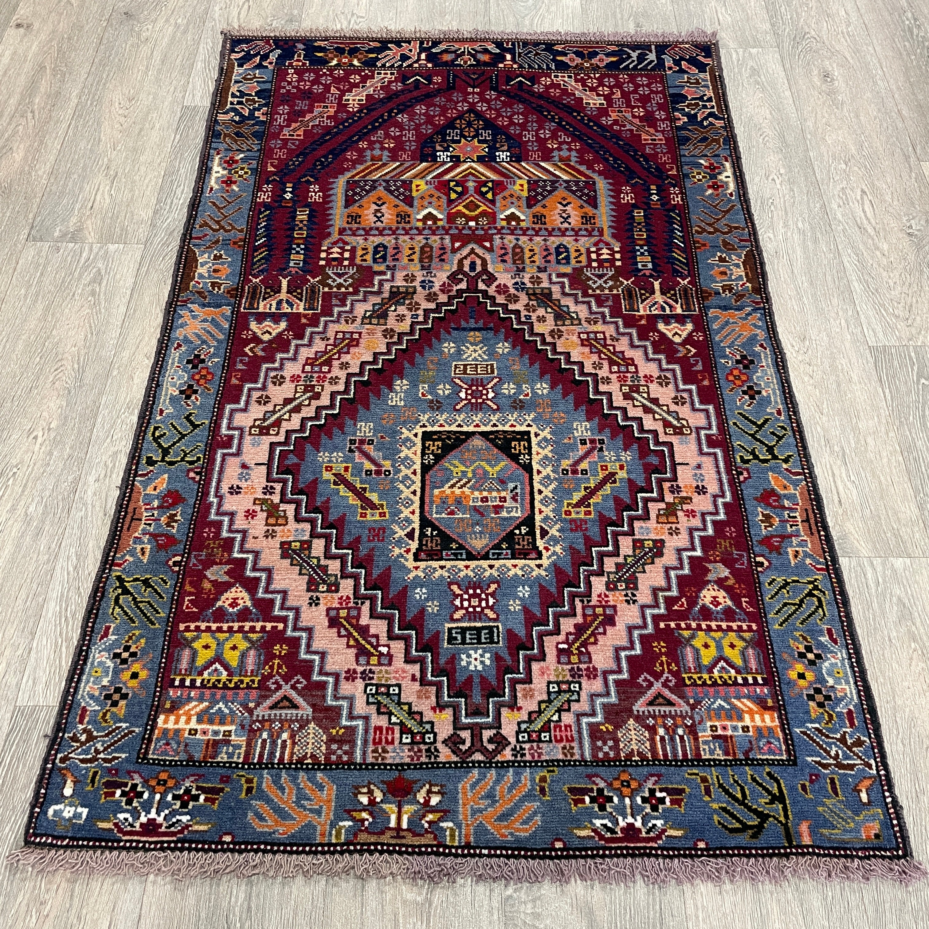 139 x 84 cm | Afghan Herati Baluch Rug (Old 1980)