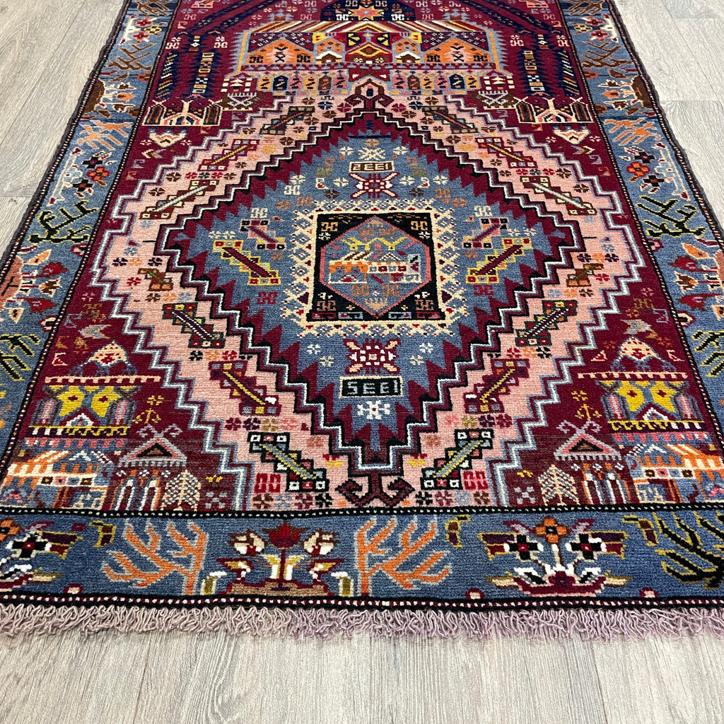 139 x 84 cm | Afghan Herati Baluch Rug (Old 1980)