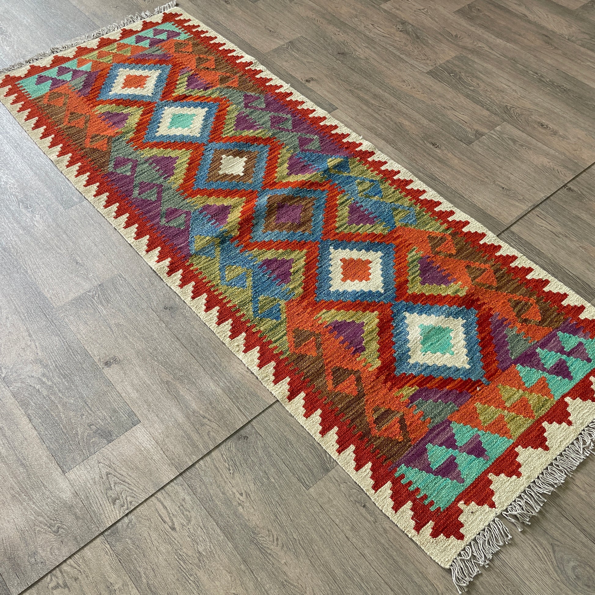 193 x 72 cm | Afghan Kilim Runner