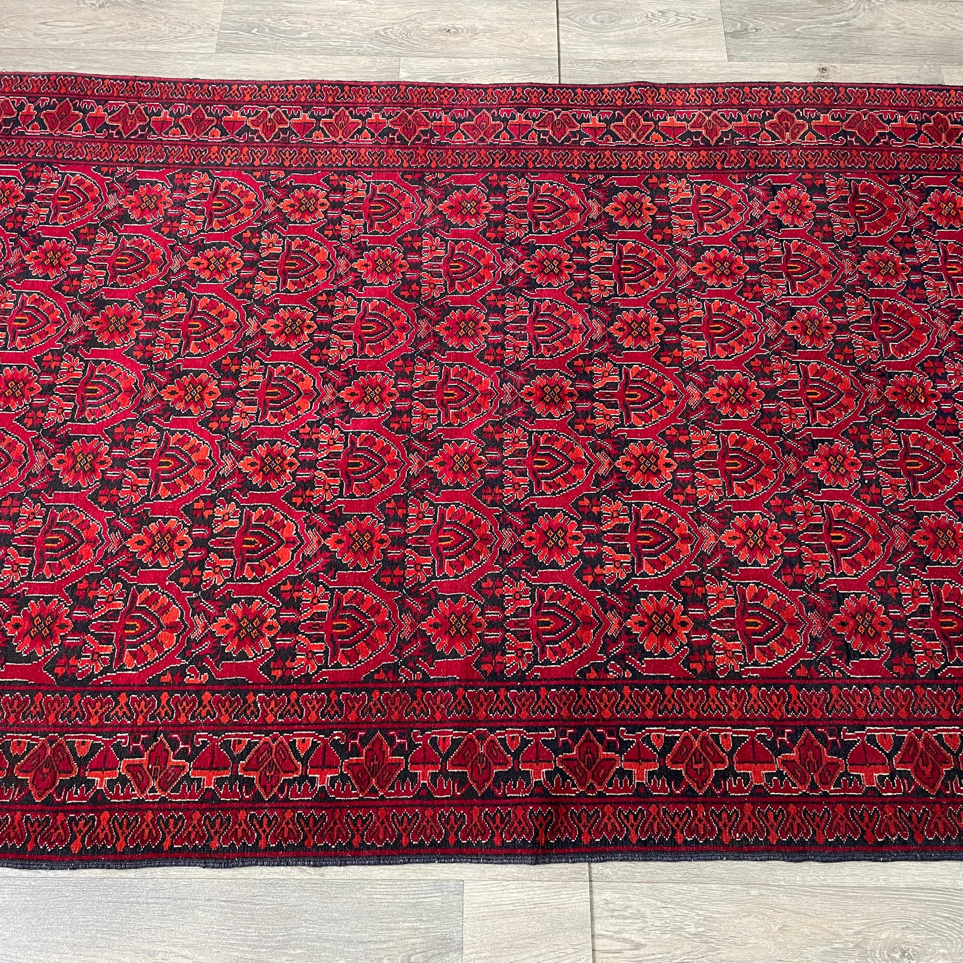 208 x 125 cm | Afghan Gul-Bagh Rug (Old 1990)