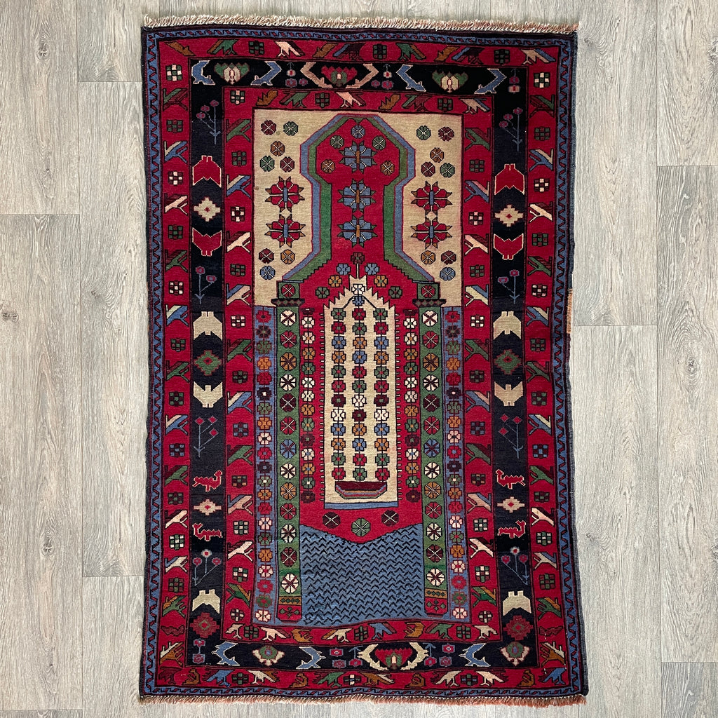 138 x 86 cm | Afghan Herati Baluch Rug (Old 1980)