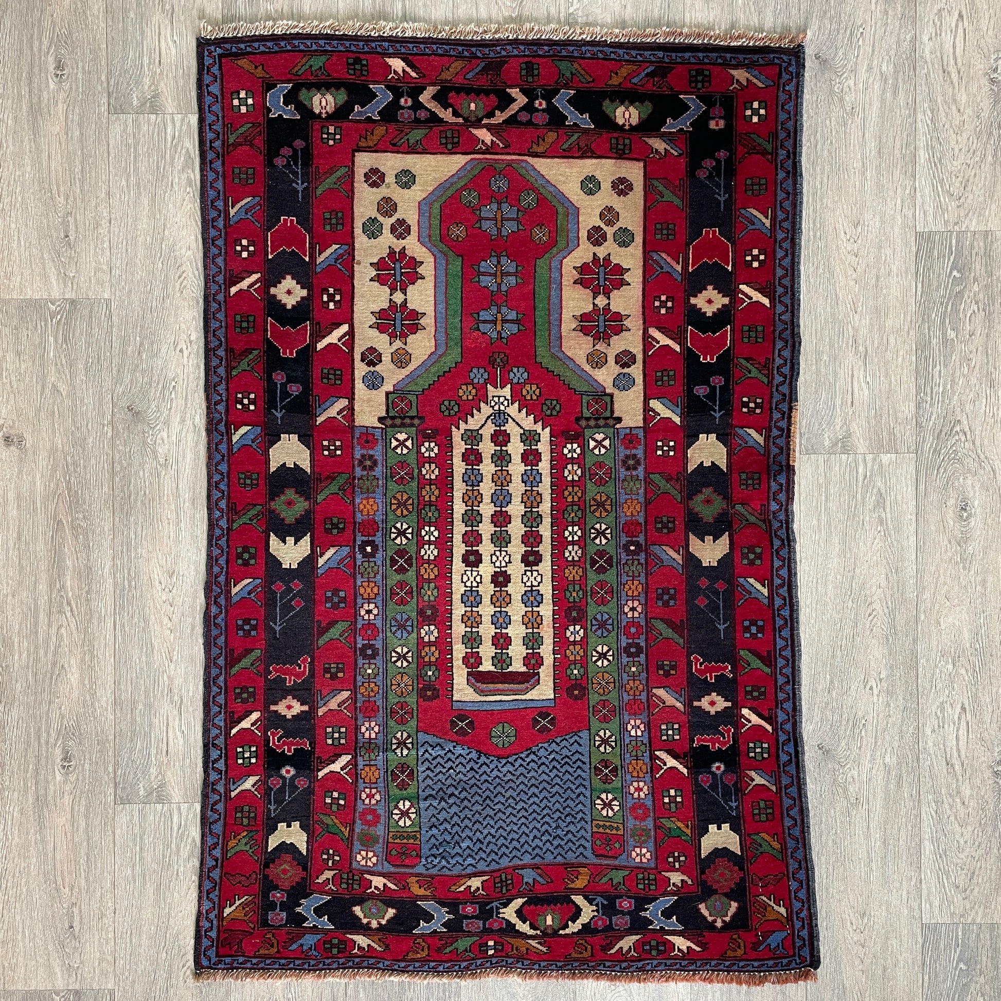 138 x 86 cm | Afghan Herati Baluch Rug (Old 1980)