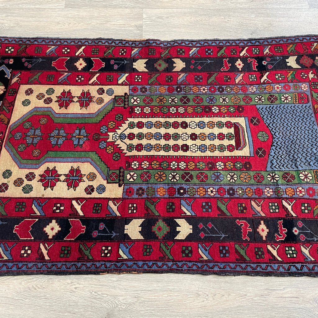 138 x 86 cm | Afghan Herati Baluch Rug (Old 1980)