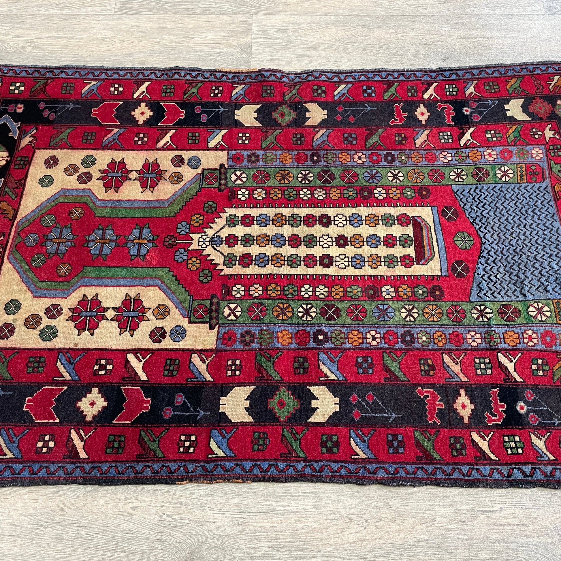 138 x 86 cm | Afghan Herati Baluch Rug (Old 1980)