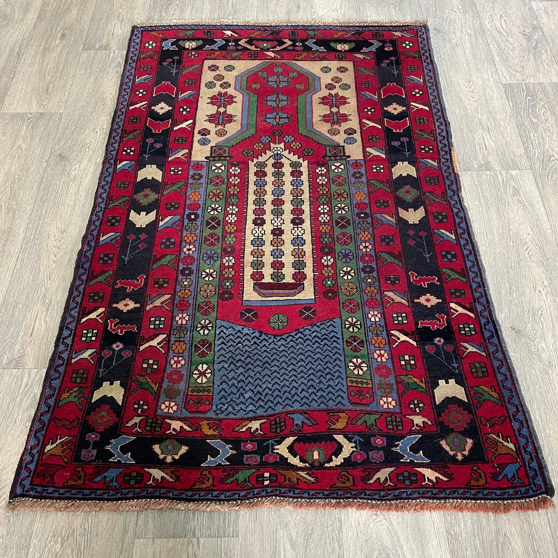 138 x 86 cm | Afghan Herati Baluch Rug (Old 1980)