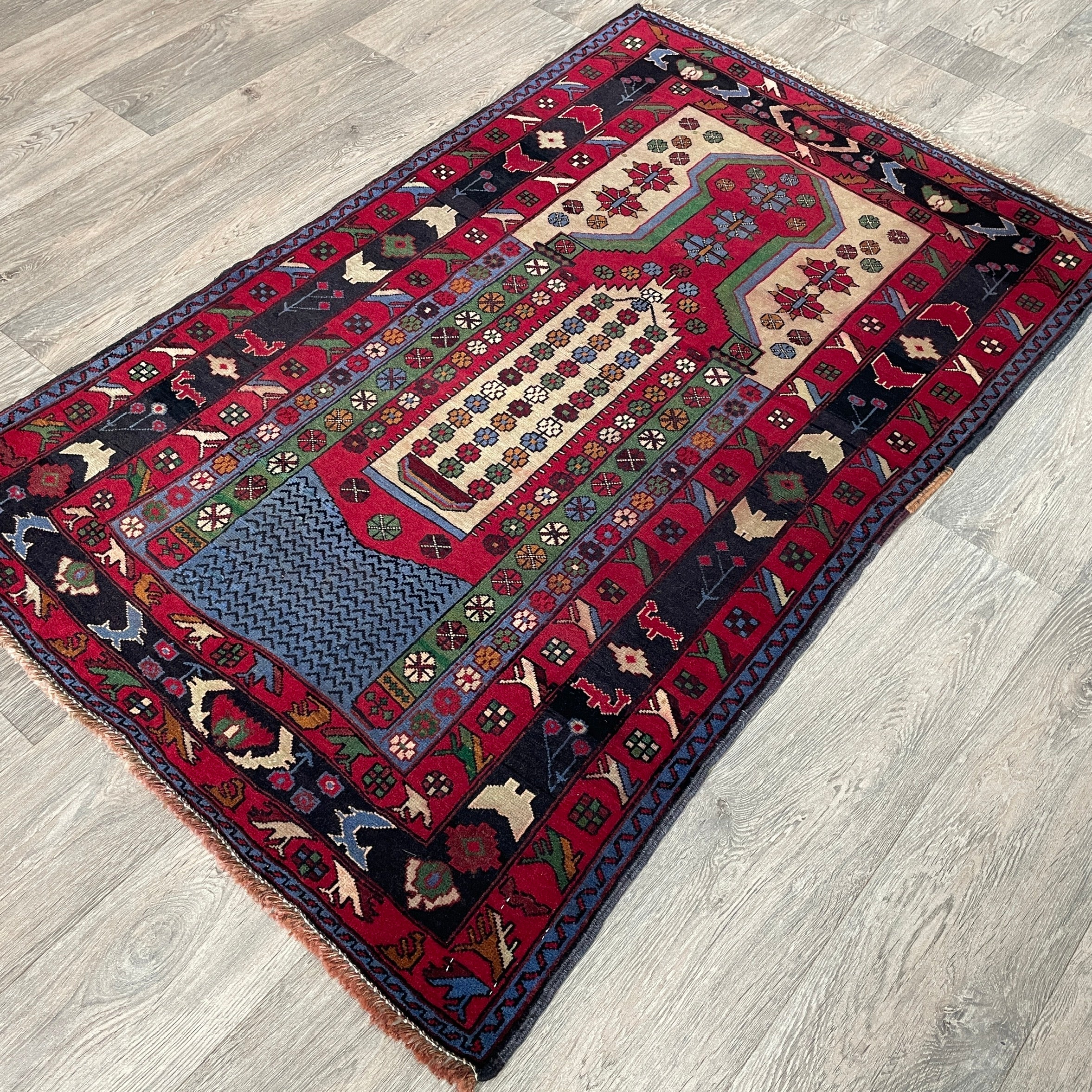 138 x 86 cm | Afghan Herati Baluch Rug (Old 1980)