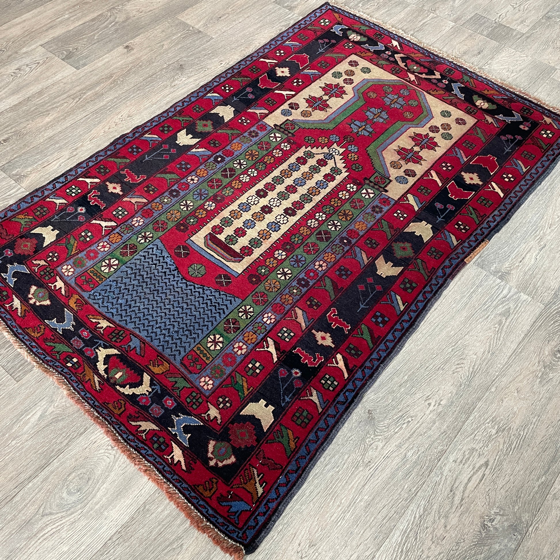 138 x 86 cm | Afghan Herati Baluch Rug (Old 1980)