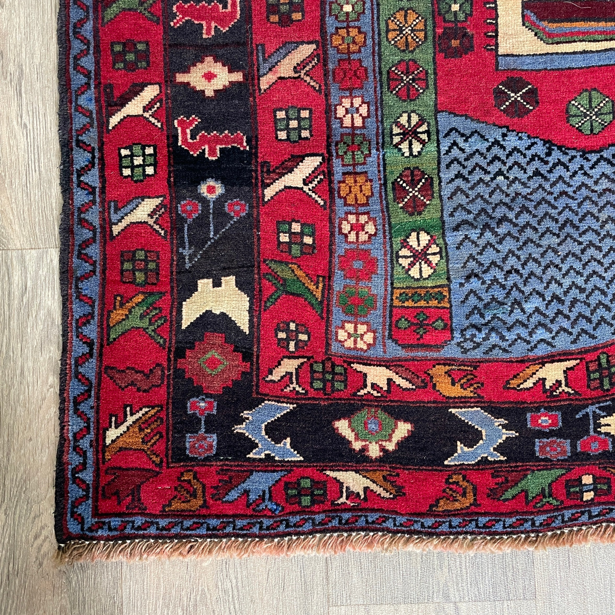 138 x 86 cm | Afghan Herati Baluch Rug (Old 1980)
