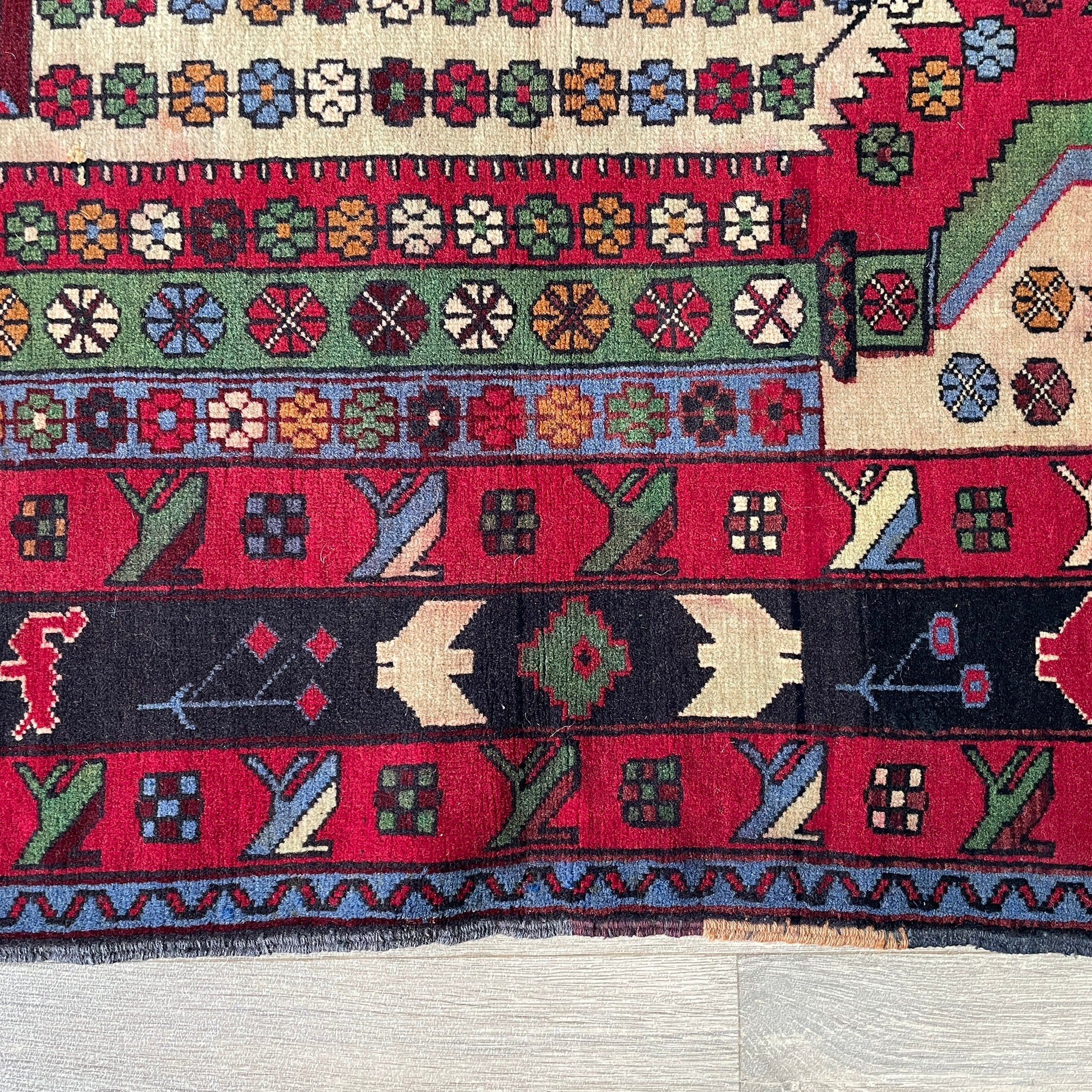 138 x 86 cm | Afghan Herati Baluch Rug (Old 1980)