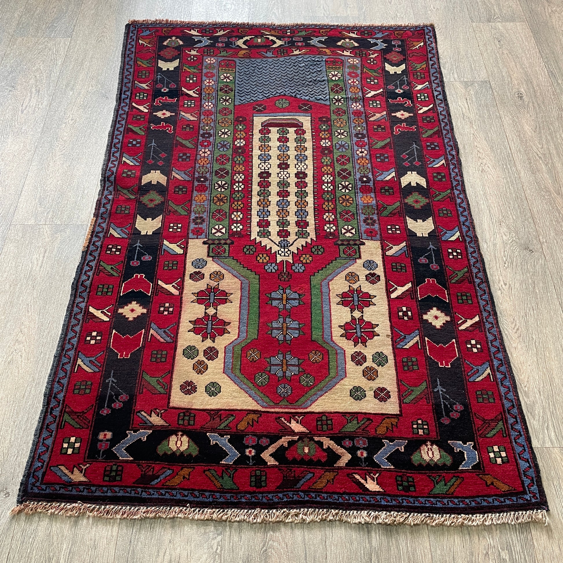 138 x 86 cm | Afghan Herati Baluch Rug (Old 1980)