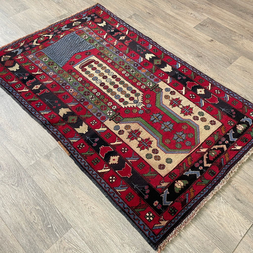 138 x 86 cm | Afghan Herati Baluch Rug (Old 1980)