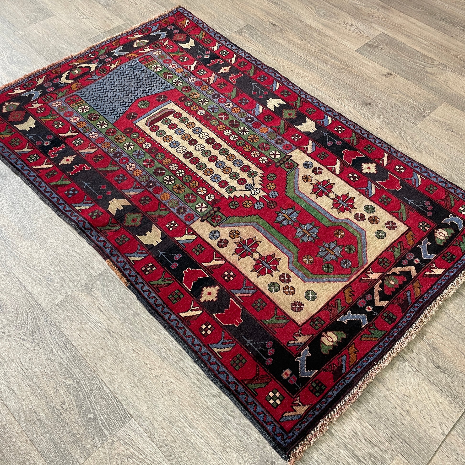 138 x 86 cm | Afghan Herati Baluch Rug (Old 1980)