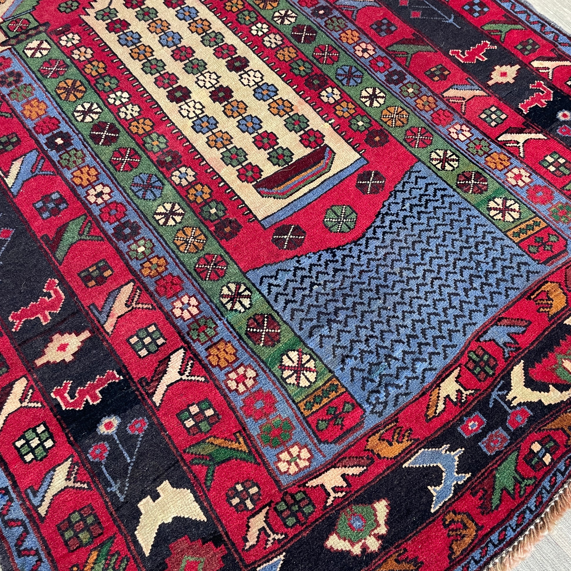 138 x 86 cm | Afghan Herati Baluch Rug (Old 1980)