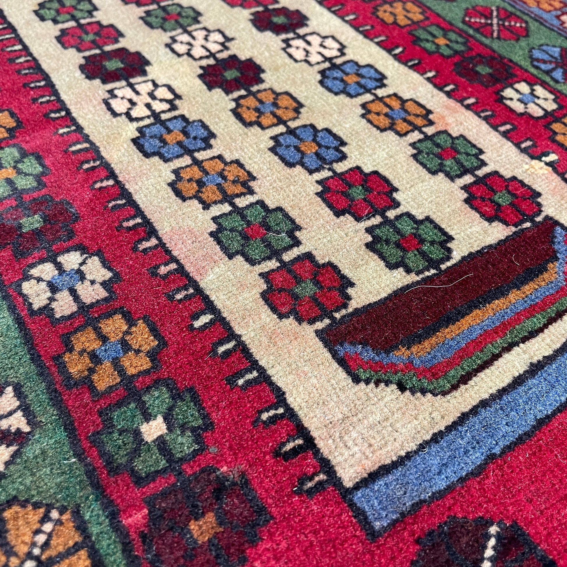138 x 86 cm | Afghan Herati Baluch Rug (Old 1980)