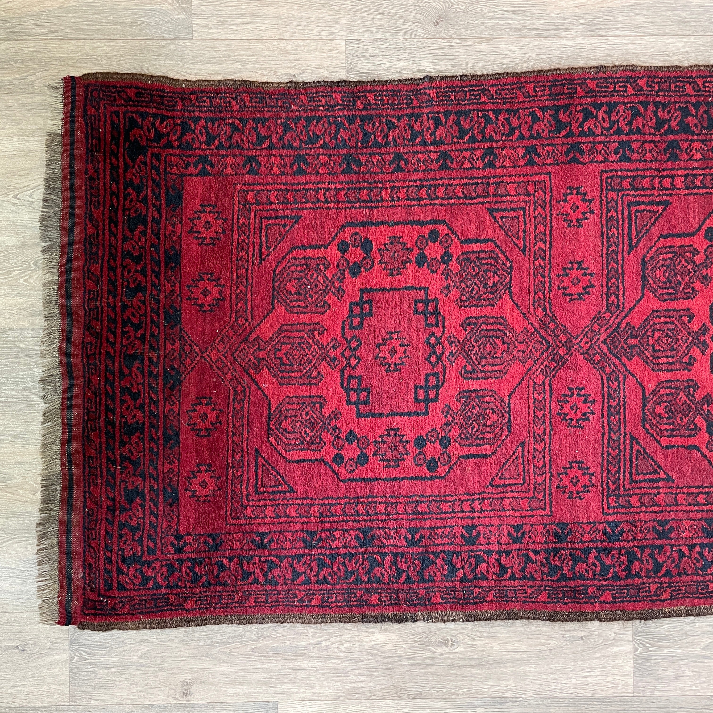 414 x 97 cm | Afghan Ersari Runner (Old 1970) - Khorasan Rugs