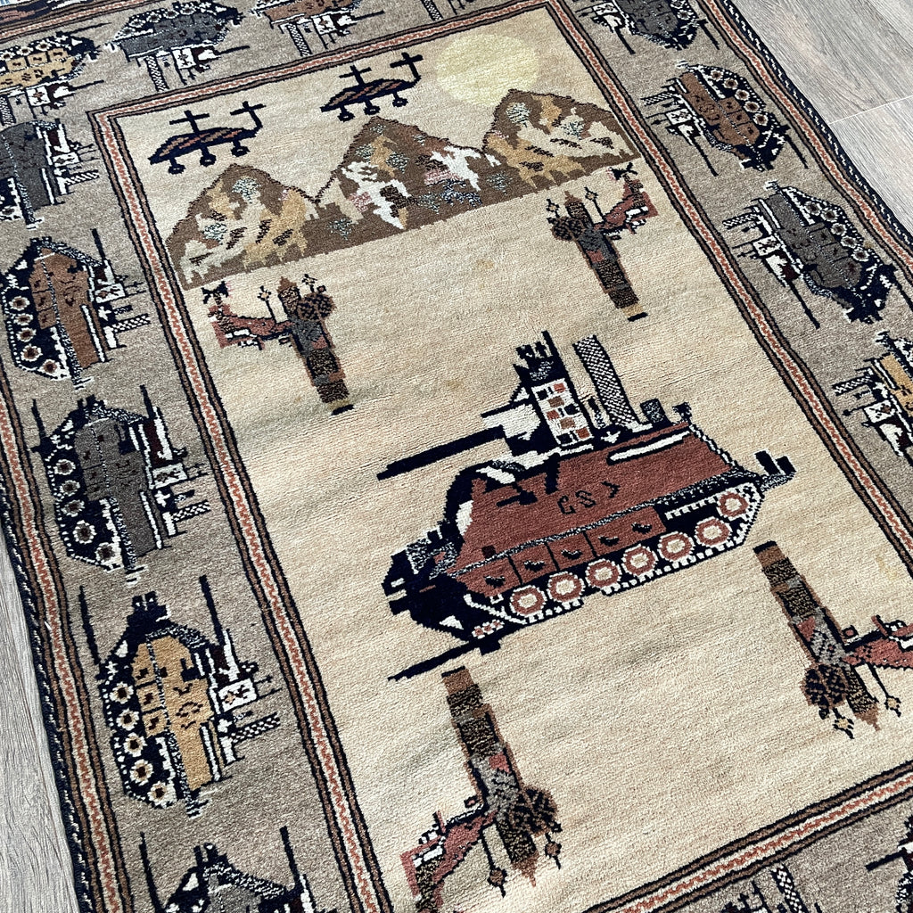 Vintage Afghan War Rug c. 1980