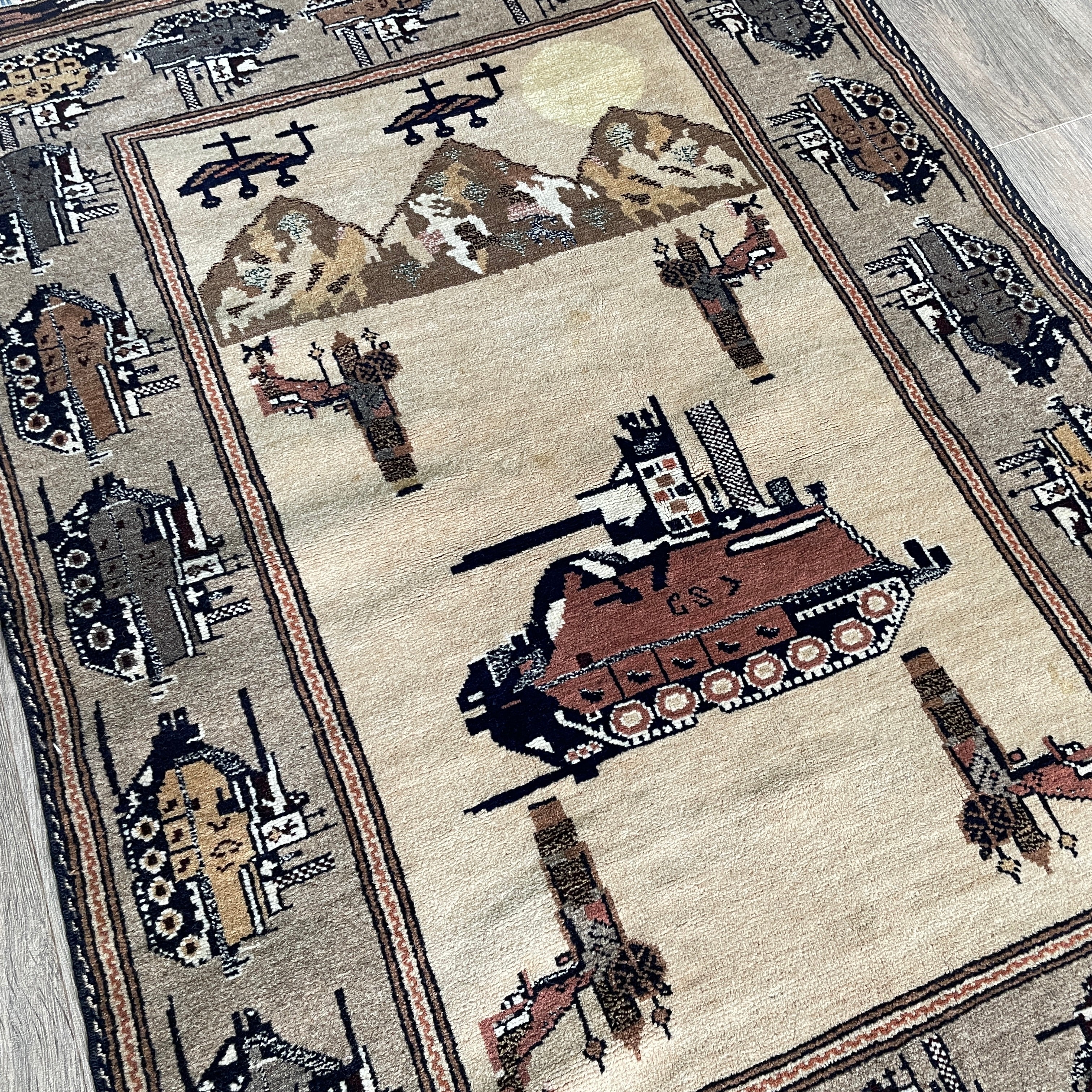 Vintage Afghan War Rug c. 1980