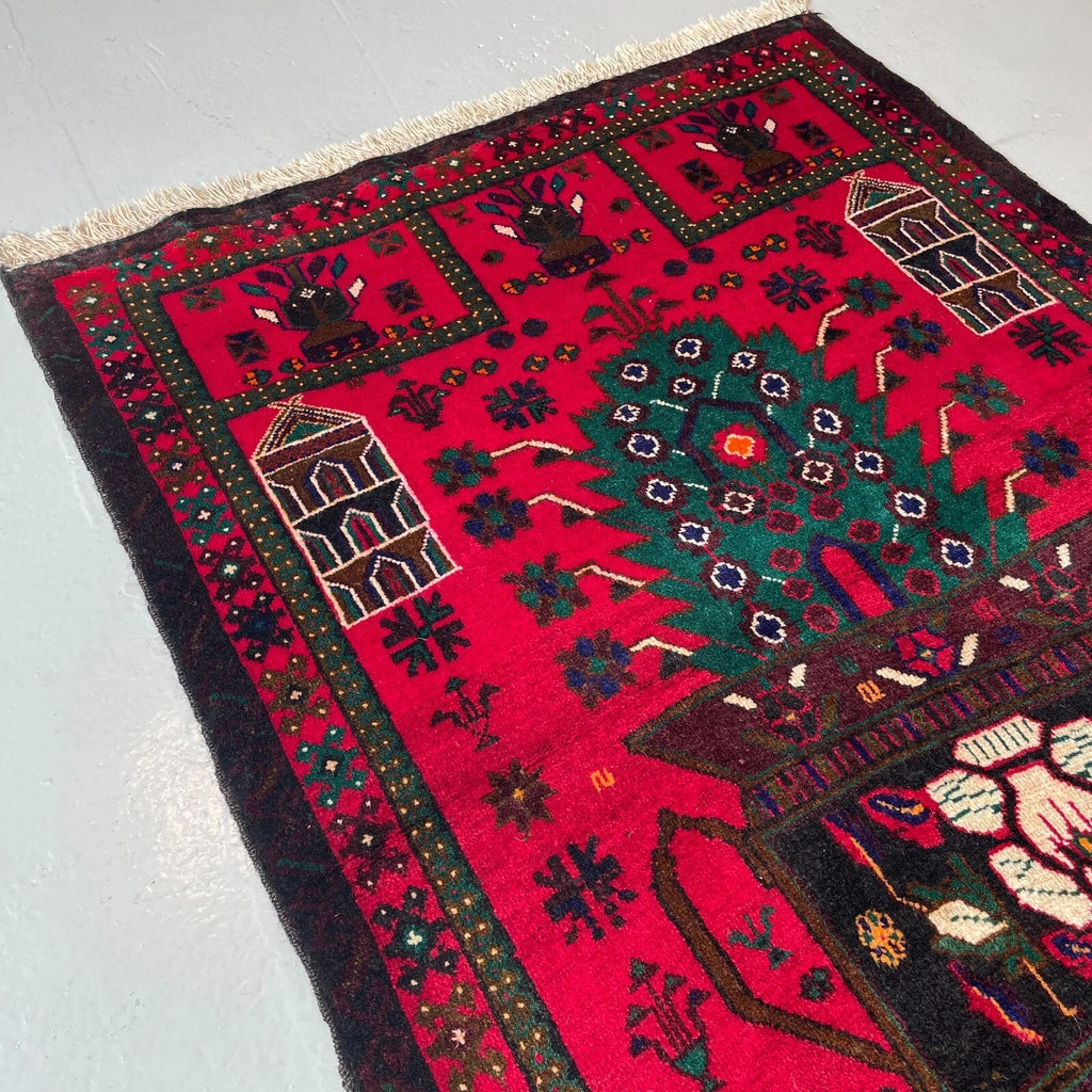 Afghan Herati Baluch Rug (Old 1980)