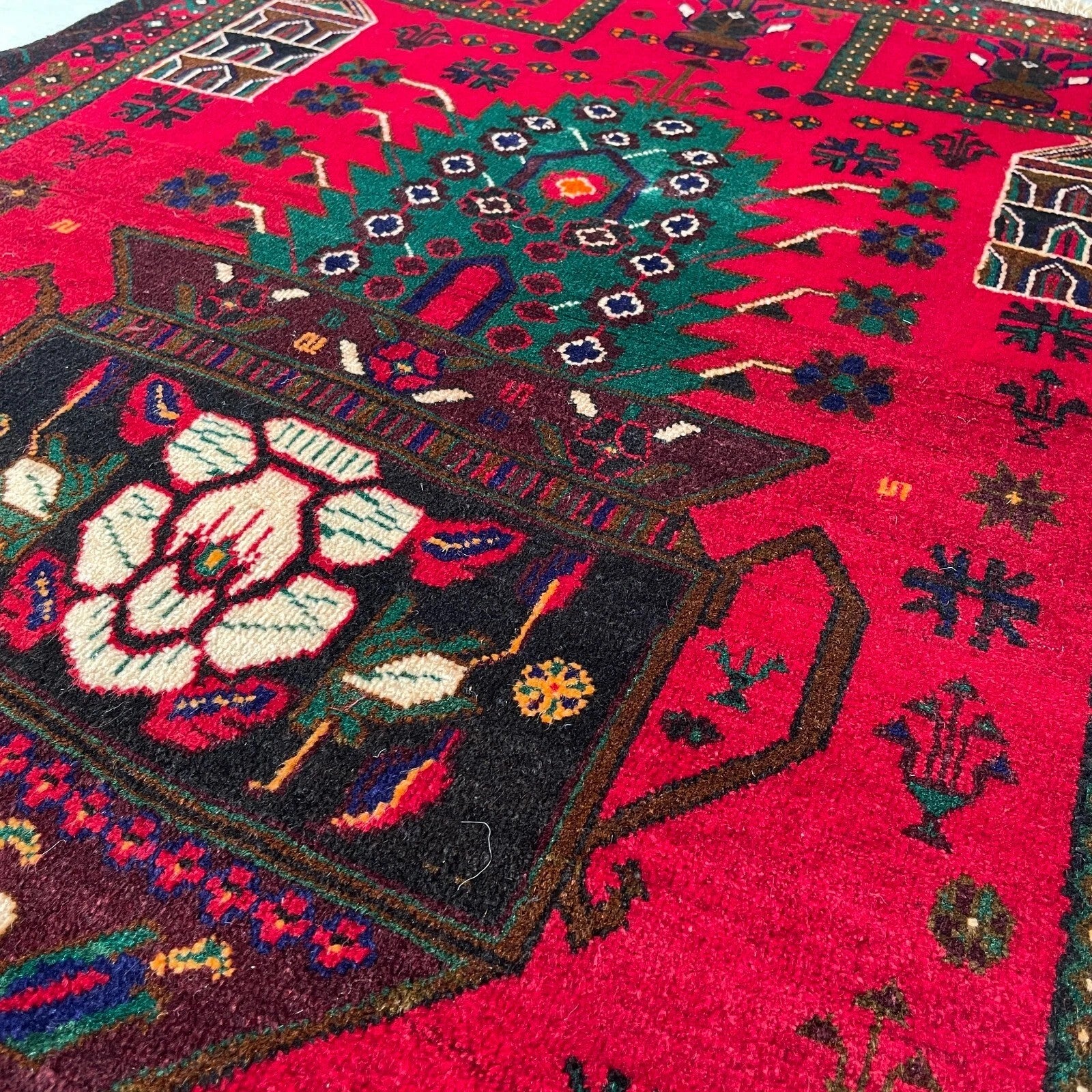 Afghan Herati Baluch Rug (Old 1980)